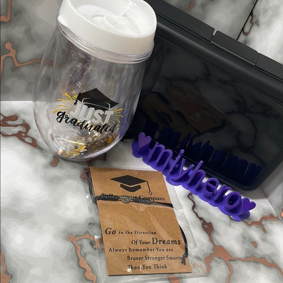 Accessories - 3pc Just Graduated bundle with stemless wine cup, bracelet and storage case